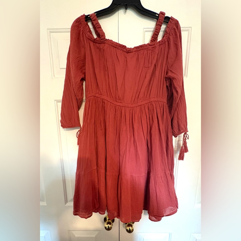Lane Bryant off the shoulder Terracotta Dress w/tie detail sleeve 18w